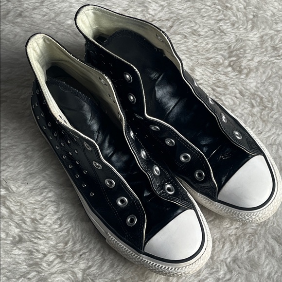 Converse CTAS Black leather High-Tops with silver stud detail size - Picture 12 of 12